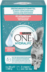 Purina One Hydralife kiegészítő állateledel felnőtt macskáknak lazac ízesítéssel 6 x 50 g (300 g) - ecofamily