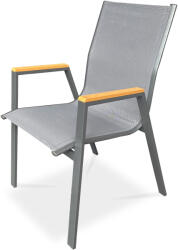  Autronic kerti szék Nordio, szürke textil, szürke fémszerkezet, WPC-ből készült karfák (AZC-S1050 GREY)