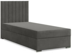 GreenSite Agen egyszemélyes ágy, bársony, ágyneműtartóval, sötétszürke