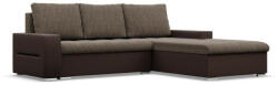 GreenSite Toronto sarokkanapé, 2 ágyneműtartóval, fonott + műbőr, jobboldali, barna