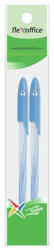FlexOffice Golyóstoll, 0, 3 mm, 2 db/bliszter, kupakos, FLEXOFFICE " Candee" , kék