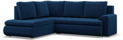GreenSite Tokio sarokkanapé, L alakú háttámlával, 2 ágyneműtartóval, bársony, baloldali, kék