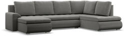 GreenSite Tokio U sarokkanapé, 3 ágyneműtartóval, bársony, jobboldali, világosszürke