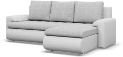 GreenSite Tokio sarokkanapé, 2 ágyneműtartóval, fonott + műbőr, jobboldali, szürke - fehér