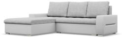 GreenSite Toronto sarokkanapé, 2 ágyneműtartóval, fonott + műbőr, baloldali, szürke - fehér