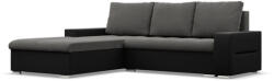 GreenSite Toronto sarokkanapé, 2 ágyneműtartóval, bársony + műbőr, baloldali, szürke - fekete - pepita