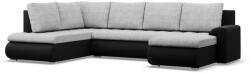 GreenSite Tokio U sarokkanapé, 3 ágyneműtartóval, fonott + műbőr, baloldali, szürke - fekete
