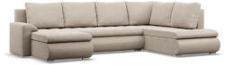 GreenSite Tokio U sarokkanapé, 3 ágyneműtartóval, bársony, jobboldali, bézs
