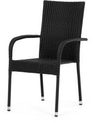  Autronic kerti szék Sano, fekete műrattan, fém, egymásba rakható (AZC-S2113 BK)