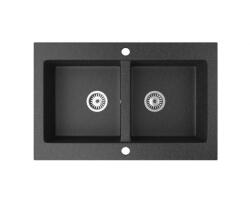 NERO Gránit Mosogató NERO Verso + Szifon Fekete VER755485C0