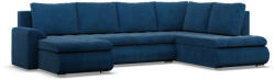 GreenSite Tokio U sarokkanapé, 3 ágyneműtartóval, kordbársony, jobboldali, kék