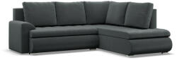 GreenSite Tokio sarokkanapé, L alakú háttámlával, 2 ágyneműtartóval, bársony, jobboldali, szürke