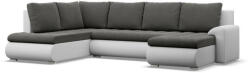GreenSite Tokio U sarokkanapé, 3 ágyneműtartóval, bársony + műbőr, baloldali, szürke - fehér