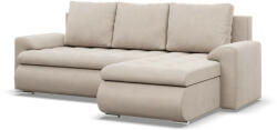GreenSite Tokio sarokkanapé, 2 ágyneműtartóval, bársony, jobboldali, bézs