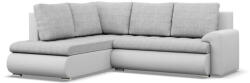 GreenSite Tokio sarokkanapé, L alakú háttámlával, 2 ágyneműtartóval, fonott + műbőr, baloldali, szürke - fehér