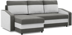 GreenSite Hewlet sarokkanapé, 1 ágyneműtartóval, szövet anyag, univerzális oldal, bonell töltet, szürke - fehér