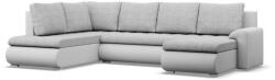 GreenSite Tokio U sarokkanapé, 3 ágyneműtartóval, fonott + műbőr, baloldali, szürke - fehér - pepita