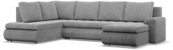 GreenSite Tokio U sarokkanapé, 3 ágyneműtartóval, kordbársony, baloldali, szürke - pepita