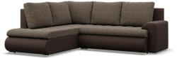GreenSite Tokio sarokkanapé, L alakú háttámlával, 2 ágyneműtartóval, fonott + műbőr, baloldali, barna