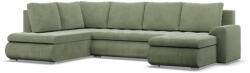 GreenSite Tokio U sarokkanapé, 3 ágyneműtartóval, kordbársony, baloldali, zöld