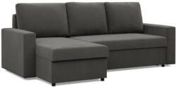 GreenSite Zeus sarokkanapé, 2 ágyneműtartóval, egyenes kartámasz, szövet anyag, univerzális oldal, hab töltet, szürke