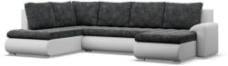 GreenSite Tokio U sarokkanapé, 3 ágyneműtartóval, fonott + műbőr, baloldali, sötétszürke - fehér