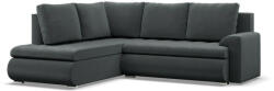 GreenSite Tokio sarokkanapé, L alakú háttámlával, 2 ágyneműtartóval, bársony, baloldali, szürke