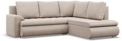 GreenSite Tokio sarokkanapé, L alakú háttámlával, 2 ágyneműtartóval, bársony, jobboldali, bézs