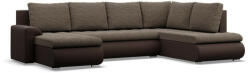 GreenSite Tokio U sarokkanapé, 3 ágyneműtartóval, fonott + műbőr, jobboldali, barna
