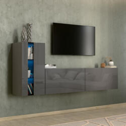 Intenso Concept-11 nappali faliszekrény sor - 200 cm (magasfényű szürke) - pepita