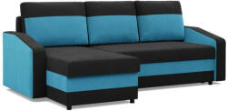 GreenSite Hewlet sarokkanapé, 2 ágyneműtartóval, szövet anyag, univerzális oldal, bonell töltet, fekete - kék - pepita - 207 413 Ft