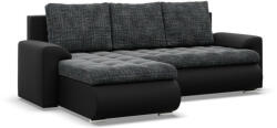 GreenSite Tokio sarokkanapé, 2 ágyneműtartóval, fonott + műbőr, baloldali, szürke - fekete - pepita