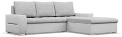 GreenSite Toronto sarokkanapé, 2 ágyneműtartóval, fonott + műbőr, jobboldali, szürke - fehér