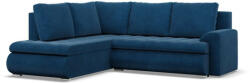 GreenSite Tokio sarokkanapé, L alakú háttámlával, 2 ágyneműtartóval, kordbársony, baloldali, kék