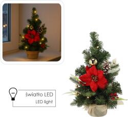 Chomik Brad de Crăciun cu 10 LED-uri, 40 cm, Roșu-Auriu *0738 (CH-GOS0738)