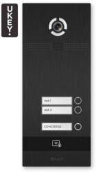 BAS-IP BI-02FB BLACK - Panou de interfon IP, cu 2 apartamente, UKEY, SIP 2.0 - BasIP (EC-BI-02FB_BLACK)
