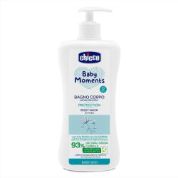 Chicco Baby Moments Protection Testápoló Sampon Adagolóval 750ml - 93% Természetes Összetevőkkel, Gyengéd Tisztítás Érzékeny Bababőrre, Újszülött Kortól