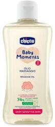 Chicco Baby Moments Sensitive Masszázsolaj Pamutkivonattal és E-vitaminnal - 74% Természetes Összetevőkkel, Gyengéd Baba Masszázshoz