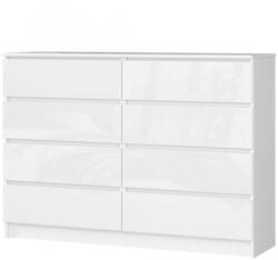 Intenso 8 Fiókos Komód - 140 cm - Magasfényű Fehér - fizz