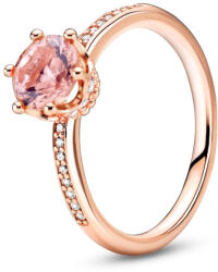 Pandora Ragyogó rózsaszín korona szoliter rozé arany gyűrű - 188289C01-54 (188289C01-54)