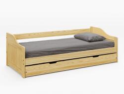TEMPO KONDELA Pat cu pat suplimentar extensibil, natural, din lemn masiv, 90x200, LAURA NEW