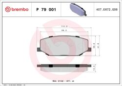 BREMBO Sada brzdových platničiek kotúčovej brzdy BREMBO P 79 001 (P 79 001)
