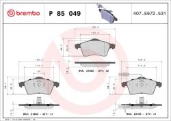 BREMBO Sada brzdových platničiek kotúčovej brzdy BREMBO P 85 049 (P 85 049)