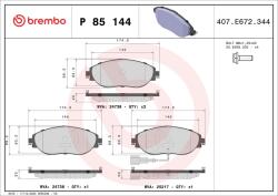 BREMBO Sada brzdových platničiek kotúčovej brzdy BREMBO P 85 144X (P 85 144X)