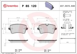 BREMBO Sada brzdových platničiek kotúčovej brzdy BREMBO P 85 120 (P 85 120)