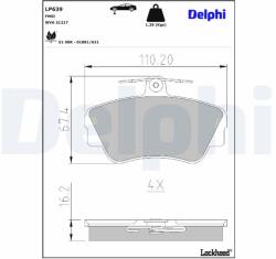 DELPHI Sada brzdových platničiek kotúčovej brzdy DELPHI LP639 (LP639)