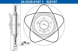 ATE Brzdový kotúč ATE 24.0325-0197.1 (24.0325-0197.1)