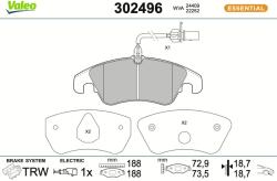 VALEO Sada brzdových platničiek kotúčovej brzdy VALEO 302496 (302496)