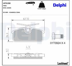 DELPHI Sada brzdových platničiek kotúčovej brzdy DELPHI LP3150 (LP3150)