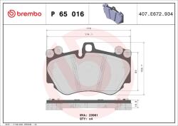 BREMBO Sada brzdových platničiek kotúčovej brzdy BREMBO P 65 016 (P 65 016)
